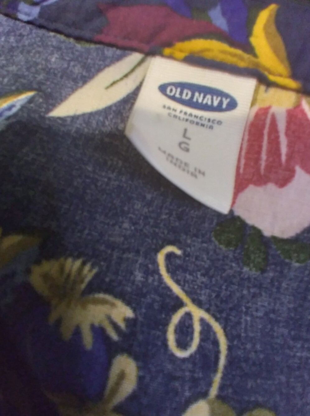 Old Navy  Floral Pintuck Peasant Tunic Dress Long Sleeve Mini Short Size L - Picture 5 of 8